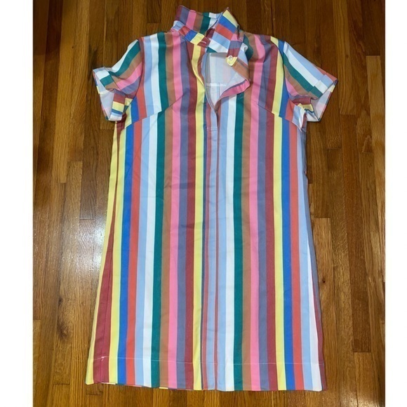 Boutique Dresses & Skirts - Women’s Rainbow Striped Cotton Shirt Dress